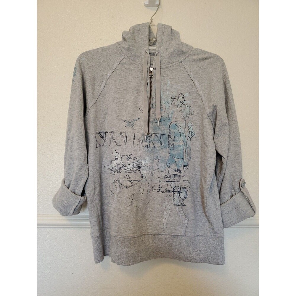 Gap Hoodie Vintage Quarter Zip Roll Up Sleeve ‎ Size L Large Raglan Sleeve